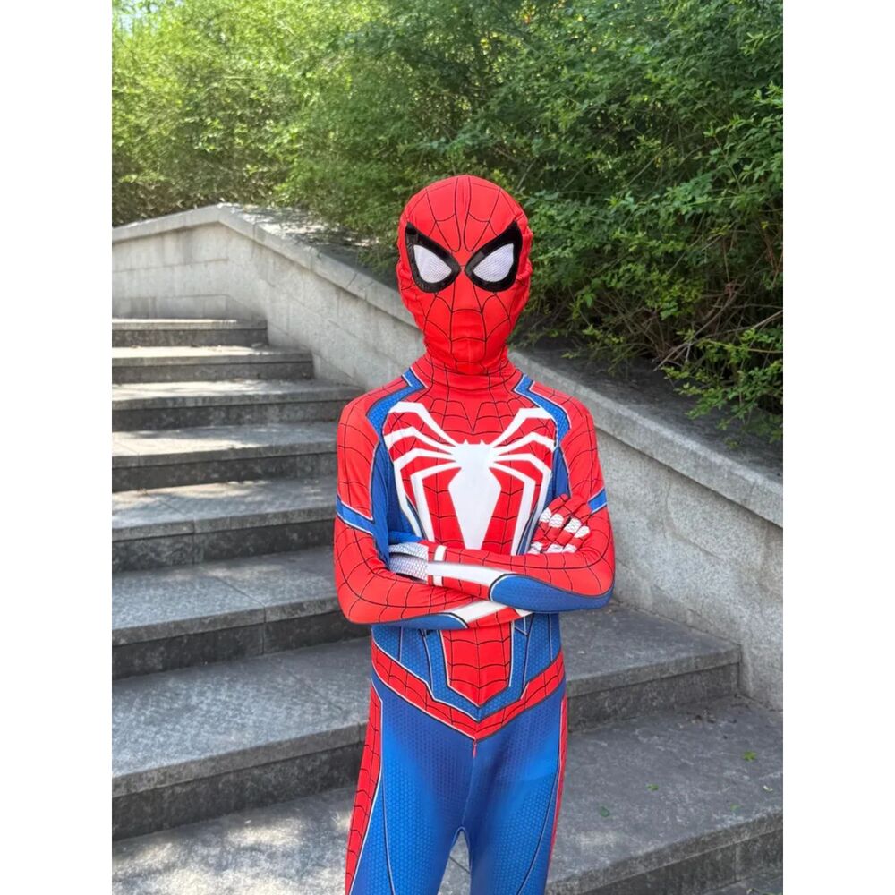 Kids Spiderman Costume 2pc - Mask + Jumpsuit Sized Chinese 140 (10-12yr Old) - Picture 3 of 5